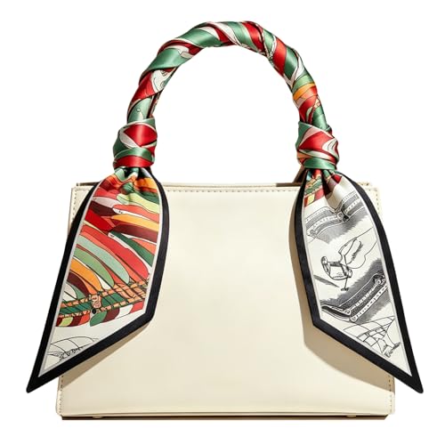 Sumolux Head Hair Scarf for Women Neck Purse Bag Handbags Scarf Like Silk - color: Black Khaki Chain