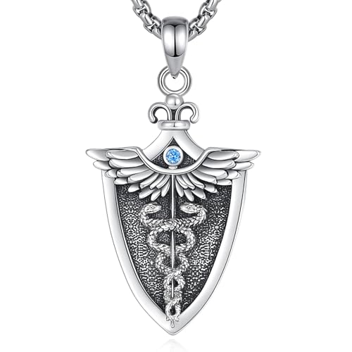INFUSEU Mystical Hecate Triple Moon Goddess Necklaces, Divine Feminine Protection Gifts - style: Caduceus