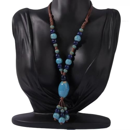 KURTCB Boho Hippie Ceramic Beaded Necklace Bracelet Colorful Statement Chunky Beads Strand Necklace Bracelet Thanksgiving Fall Autumn Jewelry for Women - style: Style 4