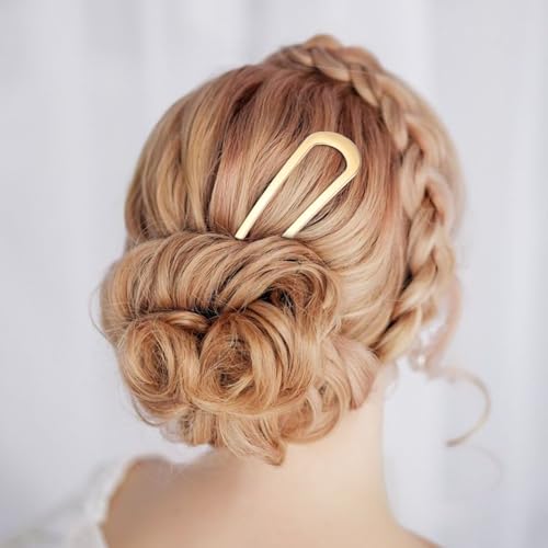 4Pcs French Hair Pins, French Twist Hair Pin, U Shaped Frenchs Hairs Pins, Metal Hairing Pin for Women Tortoise Shell Fork Sticks for Women Girls Hairstyle Accessories