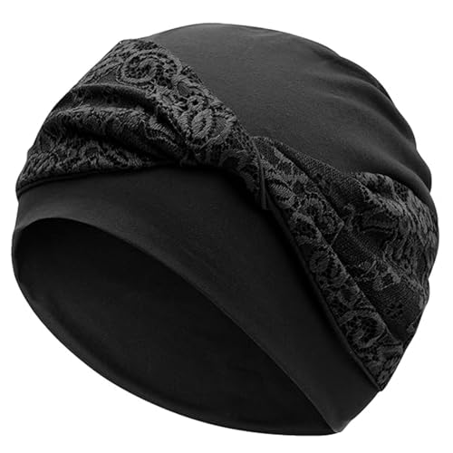 Women Knot Slouchy Beanie Chemo Hat Twist Stretch Cancer Head Wraps Sleep Head Scarf - color: Black