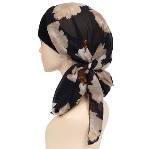 Headwear Turbans for Women - Lightweight Head Scarf for Women's Hair Chiffon Elegant Headwraps Hats - color: Black-coffee