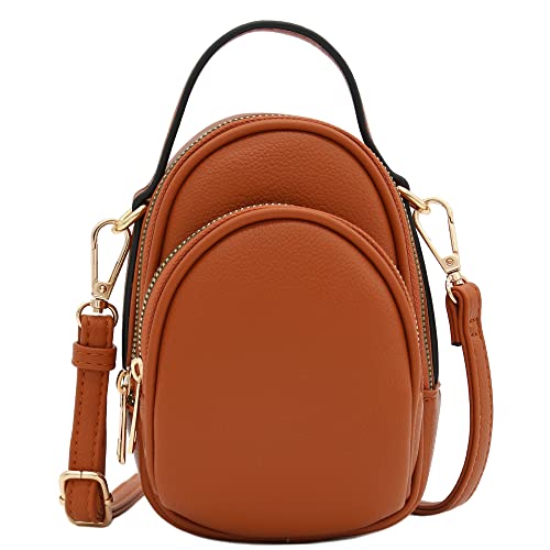 FashionPuzzle Two Compartment Mini Crossbody Bag | Two Compartment - color: Tan