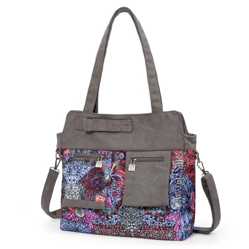Black Butterfly Boho Canvas Tote Bag for Women, Large Printed 2-in-1 Shoulder & Crossbody Casual Purse for Daily Commute - color: Dark Gray