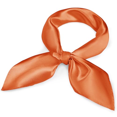 American Trends Women Silk Feeling Scarf Satin Head Scarves Square Wrap Neck Scarf Lightweight Silk Like Bandana - color: 09 Orange