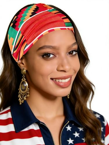 4 PCS African Head Wraps for Black Women, Boho Headbands, Non Slip Wide Headbands for Women, Workout Head Bands for Women's Hair (Multicolor A) - color: Multicolor A