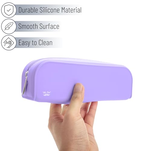 Mr. Pen- Silicone Pencil Case, Aesthetic Pencil Bag for Women, Makeup Pouch | Multifunctional Pouch for Stationery, Cosmetics and Electrical Goods Storage - color: Purple