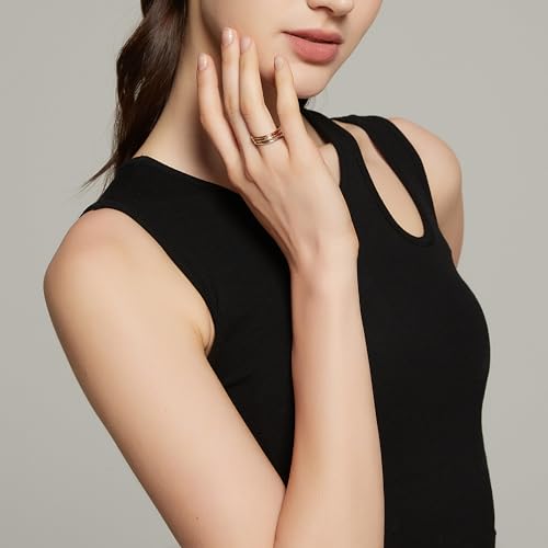 Sylph 3PCS Plain Band Rings for Women, Classic Thin Knuckle Stacking Midi Thumb Pinky Triple Color Ring Set for Wedding Engagement Daily, Lightweight Non Tarnish Jewelry Comfort Fit Size 7/8/9