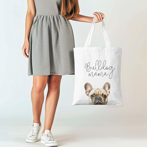 Dog Mama Canvas Tote Bag for Women, Dogs Lover Gift for Dog Mom, Birthday Christmas Cute Rottweiler Gifts For Women. - color: Bulldog Mama (023)