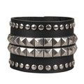 GelConnie Punk Leather Cuff Bracelet Adjustable Straps Wrap Bracelets Arm Armor Cuff Gothic Leather Wristbands for Men, Women - color: MLPB099-Black