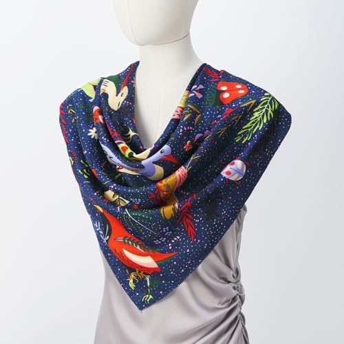 QIUTIMIY 35"x35" Like Silk Head Scarf for Women Satin Feel Large Square Scarf for Hair Wrapping and Sleeping Fashion Bandana - color: (90cm)square Scarf 16