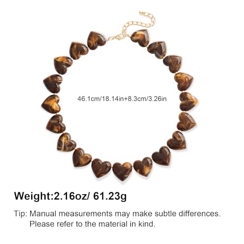 YUJIE Amber Acrylic Heart Choker Necklace for Women Vintage Punk Chunky Necklace Trendy Fashion Accessory - color: tiger eye