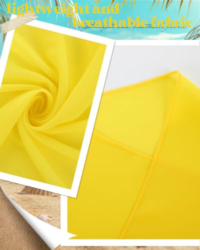 3 Pcs Summer Beach Set for Women Wide Brim Straw Sun Hat, Swimsuit Coverup Sarong, Heart Sunglasses - color: Yellow