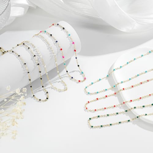 Gold Necklaces for Women Trendy, 14K Gold Plated Dainty Lip Chain Simple Choker Hypoallergenic Waterproof Boho Necklace Fashion Accessories Women Jewelry for Her - color: O chain-rainbow