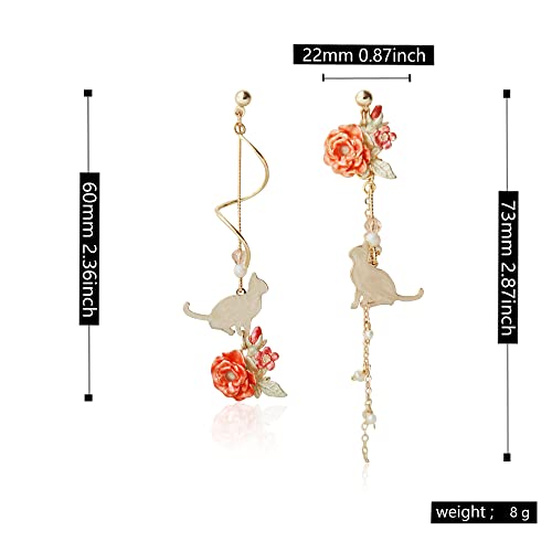 Lightweight Boho Chic Crystal Asymmetry Flower Drop Earrings White Long Dangle Petals Tassel Earrings for Women Wedding Jewelry - color: B