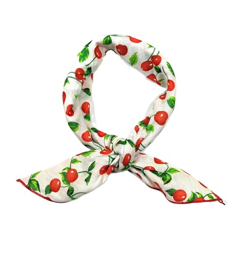 Shanlin Unisex Floral Cotton Square Scarf Bandanas 22x22 inch - color: Cherry-white