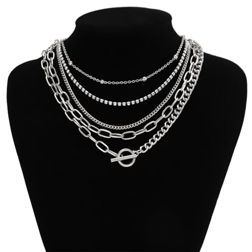 Gold Stack Necklace Chunky Necklaces for Women Trendy Coin Pendant Long Necklaces Western Jewelry for Women Cowgirl Cowboy Chic Country Outfit Boho Accessories Birthday Jewelry Gifts - color: F Silver Layered Necklaces Set
