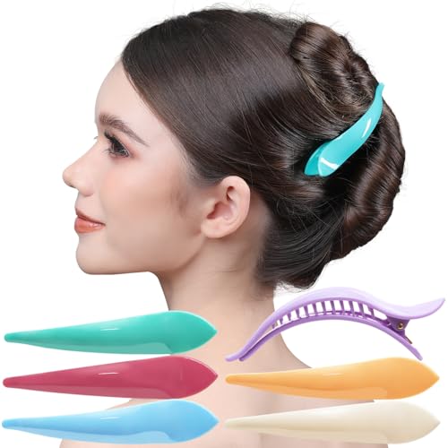 RC ROCHE 6 Pcs Duck Bill Alligator Hair Clips for Women Sectioning Flat Claw Long Thick Hair Inner Teeth Curved Styling Jaw Strong Secure Grip Salon, Large Pastel Multicolor - color: (Large) Pastel
