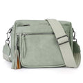 MEITRUE Crossbody Bags for Women, Vegan Leather Crossbody Purse Trendy Multi Pockets Shoulder Handbag with Tassel - color: 04-green