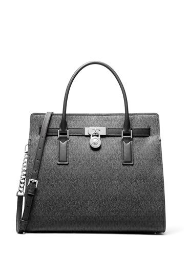 Michael Kors Women's Hamilton Satchel - color: Silver-tone Hardware/Tonal Mk Signature Coated Twill/Black