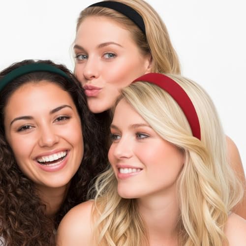 Huachi Headbands for Women Non Slip Trendy Headbands for Women’s Hair 1 inch Wide Cute Headband for Girls, Christmas Head Bands Elastic Hair Bands for Womens Fashion Accessories for Women 4PCS - color: Xmas Color Set