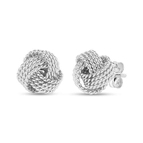 LeCalla Sterling Silver Love Knot Stud Earrings - Lightweight Italian Design Twisted Earrings for Women - color: Silver Love Knot