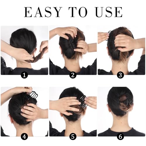 8 Pcs Hair Pins for Buns, U-Shape Side Combs for Women's French Twist Updo and Bun Vintage Styling, Hair Fork Clip Teeth Secure Hold Accessories, 5 Style - color: Black3