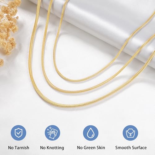Jewlpire 1.5mm 2mm 2.5mm Snake Chain 18k Gold Plated 925 Sterling Silver Chain Necklace for Women, Smooth Sturdy Hypoallergenic, 16 18 20 22 24 Inch - color: 2.0mm-18K Gold Plated, size: 18 Inches (Women's Average Length)