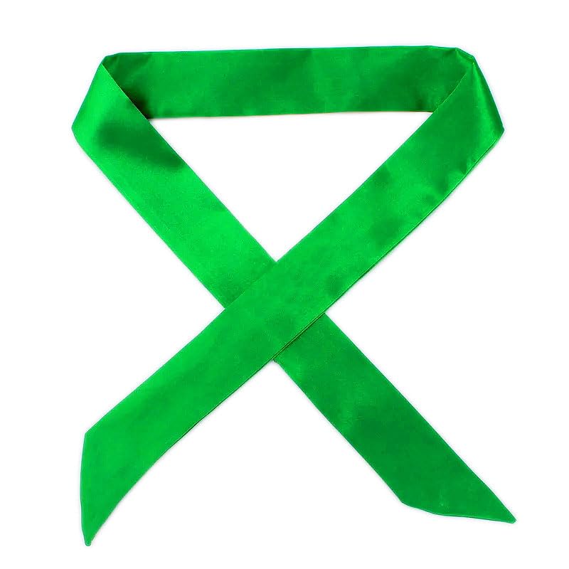 10 Pcs Long Thin Small Skinny Scarf Satin Neck Tie Ribbon Choker for Women Girls - color: Christmas Green