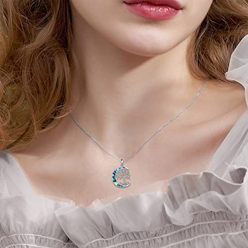 ONEFINITY Tree of Life Necklace 925 Sterling Silver Abalone Shell Celtic Knot Pendant Necklace for Women Jewelry - style: Abalone Shell moon tree