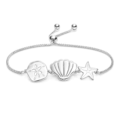 LeCalla 925 Sterling Silver Bracelets for Women | Italian Handmade Adjustable Sliding Bolo Bracelet Jewelry | Lightweight Adjustable Silver Chain Bracelet for Women | Hypoallergenic Jewelry Gifts - style: Sea Life