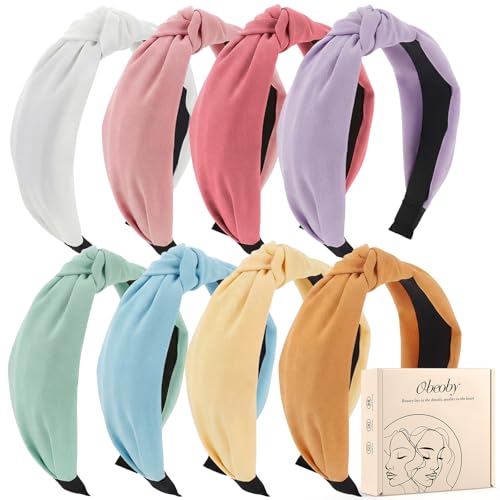 obeoby 8Pcs Girls Headbands, Knotted Headbands for Teen Girls Bachelorette Christmas Pool Party Outfit Light Multicolor Series Summer Hairband Hair Accessories Trendy Stuff - color: Light color series