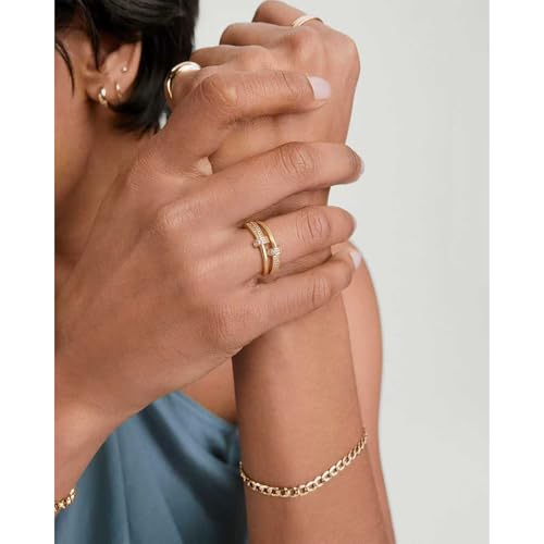 FISSEN JEWELRY Gold Rings for Women, Non Tarnish Dainty 14k Gold Plated Silver CZ Cross Ring Cute Cubic Zirconia Pinky Thumb Stackable Band Silver Finger Rings Size 6-10 Jewelry for Her - color: Gold Diamond Circle
