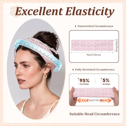 AWAYTR 6Pcs Wide Headbands for Women Non Slip Soft Elastic Hair Bands for Women's Hair for Workout Sports - color: Pink Print