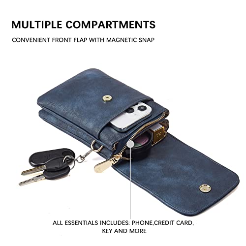 BOSTANTEN Vegan Leather Crossbody Bags for Women Designer Cell Phone Bag Wallet Purses Adjustable Strap - color: A-04-navy Blue