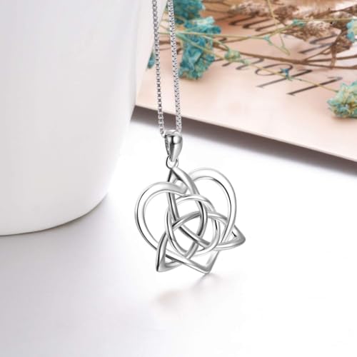 Celtic Jewelry Necklace Gifts Sterling Silver Good Luck Irish Vintage Triquetra Trinity Celtics Love Knot Pendant Necklace Christmas Gifts for Women Mother - style: Celtic necklace-Silver