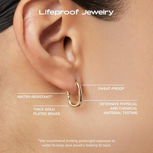 Ana Luisa Rectangle Hoop Earrings - Sterling Silver Base With 14K Gold & Silver Rhodium Plating - Chic, Dainty Mixed Metal Huggie Hoops - Hypoallergenic, Tarnish-Free, and Water-Resistant Hoops - color: Mini-Gold