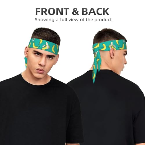 Sports Head Tie Westie Dogs Beach Summer Tropical Tie Sweatband Headband Men Women Elastic Bandana Adjustable Non-Slip Moisture Wicking for Running Football Yoga Workout Athletic Hair Ninja Head Band - color: Bananas On Green