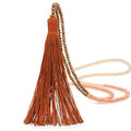 Long Tassel Necklace Handmade Turquoise Pearl Crystal Beads Necklace for Women Fashion Jewelry - color: B: Coffe