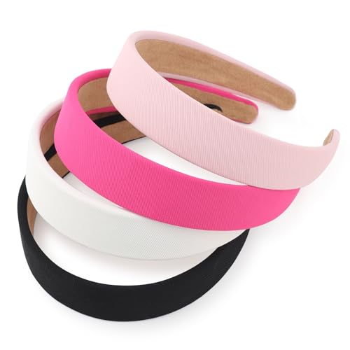 DRESHOW 4 Pcs Wide Headbands for Women Girls Turban Vintage Boho Head Bands Fashion Non Slip Head Wraps Hoop Hair Accessories - color: 4 Pcs Wide Style: Black, Rose Pink, Light Pink, White