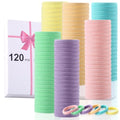 LuSeren 120 Pcs No Damage Thick Hair Ties, Large Soft Seamless Nylon Cloth Hair Elastics for Women, Light Color - color: Light color