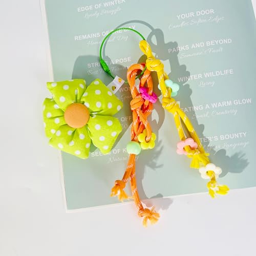 QTMY Cute Flower Braided Keychain Bag Charms for Handbag Purse Backpack Accessories Bogg Bag,306