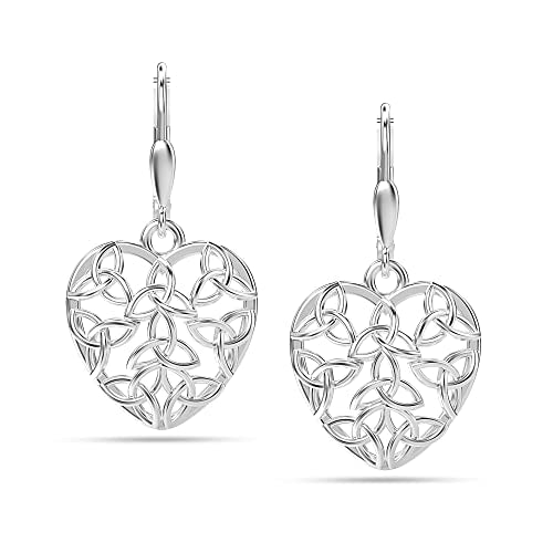 LeCalla 925 Sterling Silver Leverback Drop Earrings | Lightweight Celtic-Knot Filigree Heart Teardrop Dangle Earring for Women's Gift for Her - color: Filigree Heart Drop