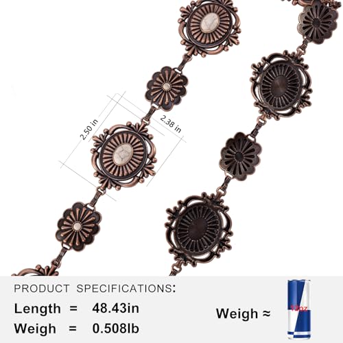 Montana West Rustic Couture's Large Western Concho Metal Belts for Women Cowgirl - color: Angel White Smoke