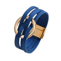 xuzhiyuan Simple Boho Circle Charm Leather Wrap Bracelet Handmade Layered Cuff Bracelets Bohemian Multi Bangle Bracelets Holiday Jewelry Gift for Women - color: Blue