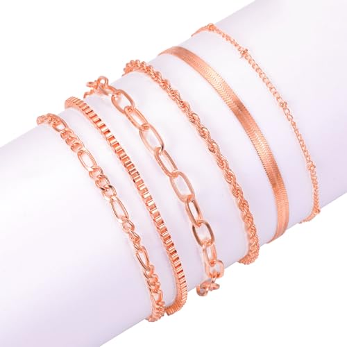 NEWITIN 69 Pieces Gold Jewelry Set for Women Fashion Costume Jewelry Gold Plated Necklace Bracelet Earrings Set for Women - color: Rose Gold Jewelry Set
