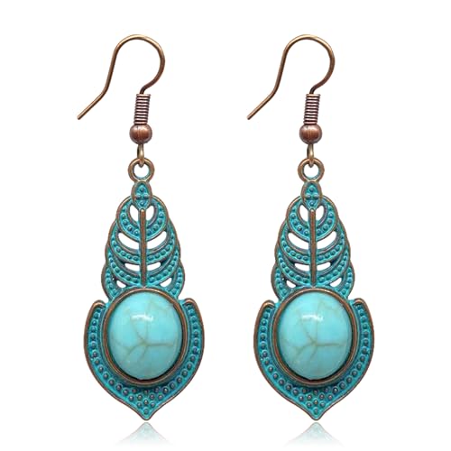 KaFu Boho Earrings For Women Vintage Unique Gypsy Ethnic Dangle Drop Earrings Handmade Bohemian Carved Texture Round Statement Earrings Jewelry Gifts - color: Boho-23