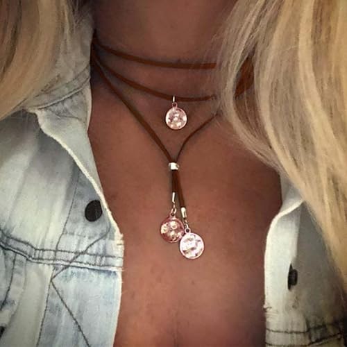 Boho Outfits for Women Boho Necklaces Country Concert Outfits Nashville Western Jewelry Choker Necklaces Long Leather Necklace Western Dress Jewelry Country Cowgirl Accessories Gifts - color: D：Brown Choker Necklace