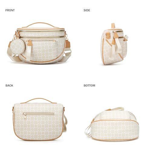 Crossbody Purse for Women Small Crossbody Bags Trendy Vegan Leather with Adjustable Shoulder Straps Gift for Mother Wife Mom - color: Beige Checkered