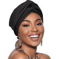 AQOKKA African Turban for Women Knotted Hair Wraps for Turban Head Scarf for Black Women Hair Cancer Chemo Headwear Cap - color: Twisted Braid: 1 Pack Black
